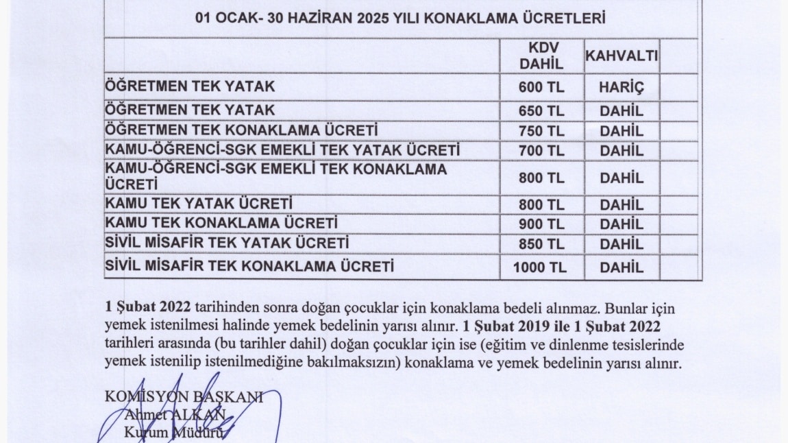 2025 YILI GÜNCEL OTEL KONAKLAMA ÜCRETLERİ